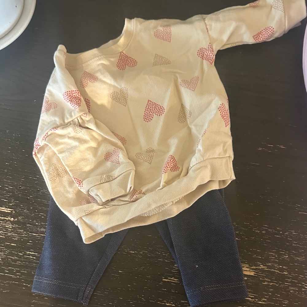 Carter's Cream and Pink Heart Matching Set